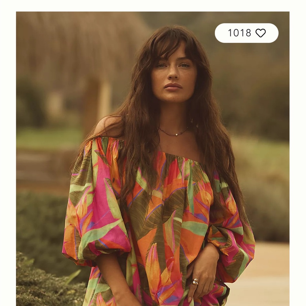 FARM Rio Multicolor Tropical Off-Shoulder Dress